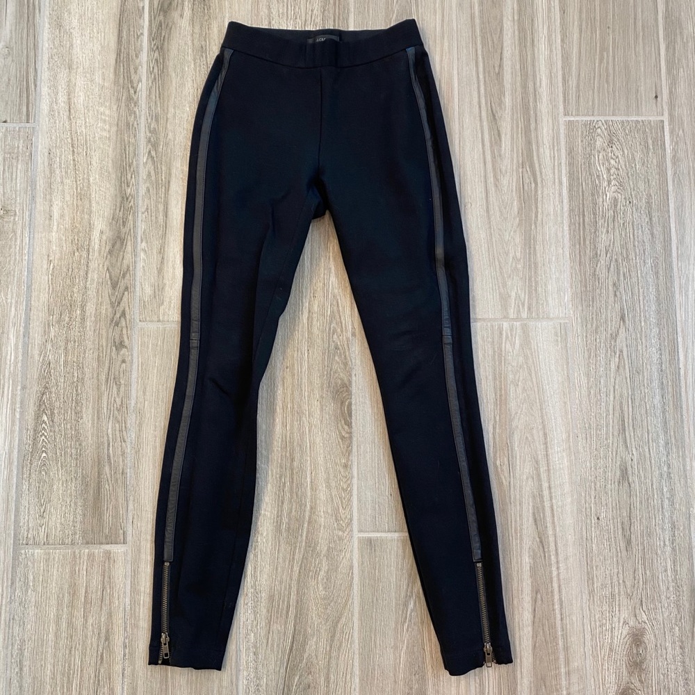 J. Crew black Pixie leather stripe legging 00
